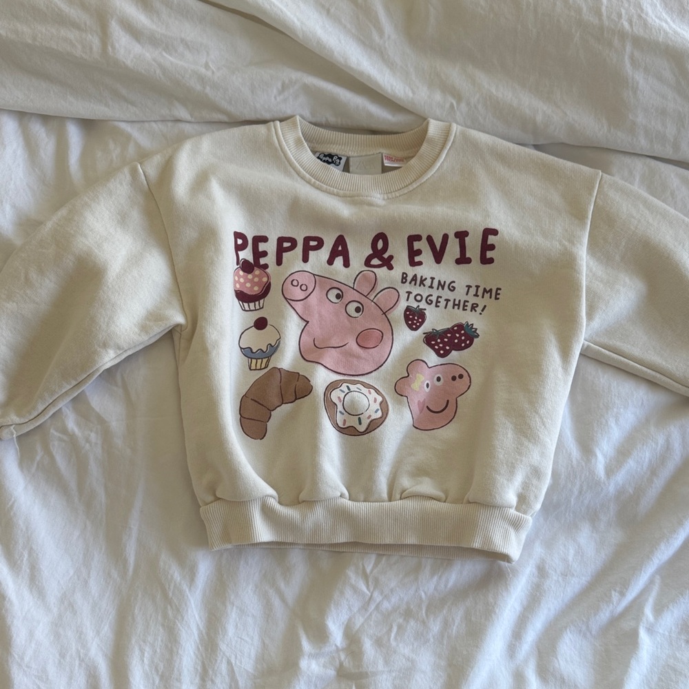 Zara Kids, Never Worn Peppa & Evie Cream Sweatshirt -Size 5